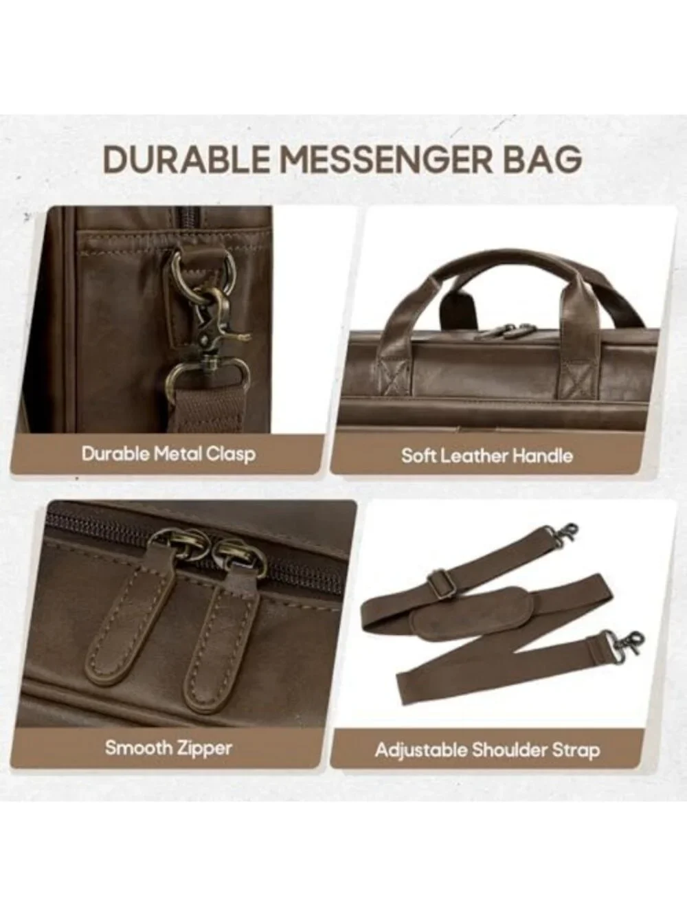 Stylish PU Leather Messenger Bag for Men - 16